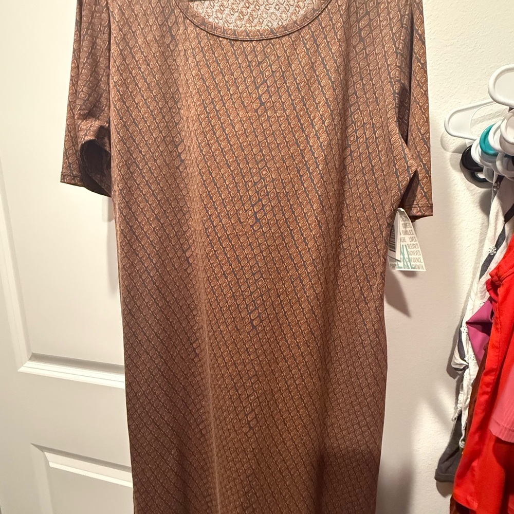 LuLaRoe Brown Patterned Midi Dress